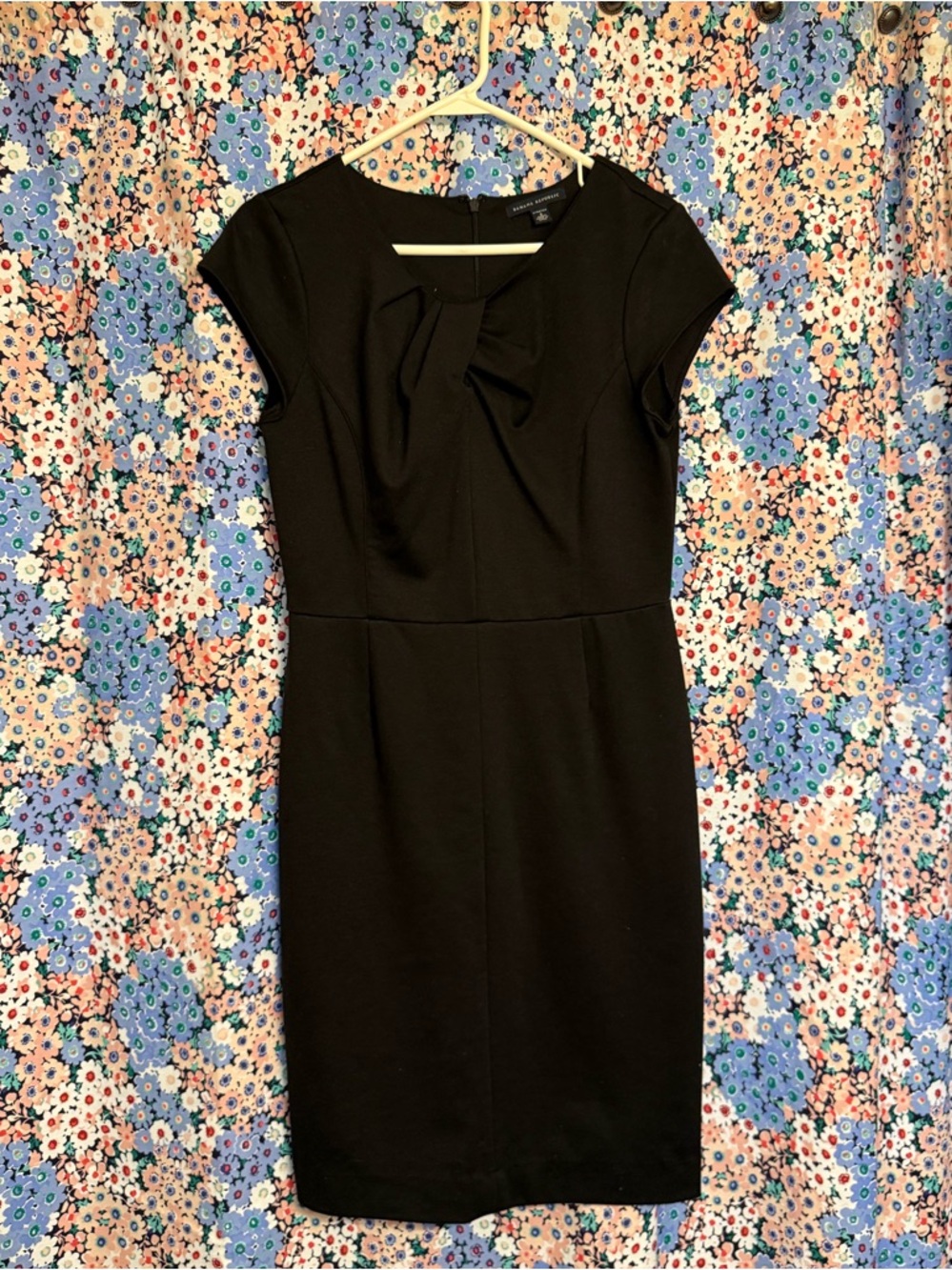 Banana Republic Black Cap Sleeve Midi Sheath Dress